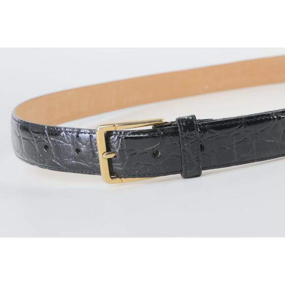 Vintage Black Croco Print Leather Classic Buckle Waist Belt Size 38 / 95 main image 8